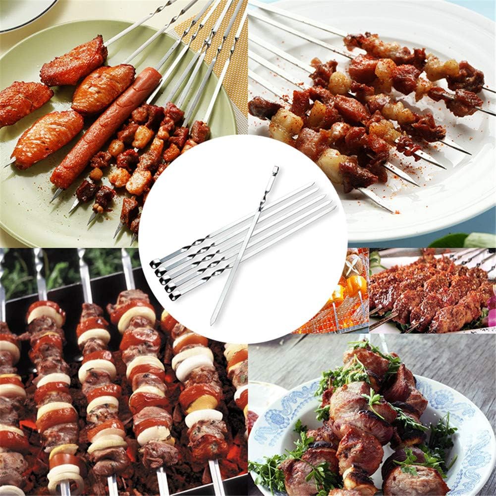 Kabob Skewers Flat Stainless Steel Reusable Grilling Skewers Set 24 Pcs-Toppalletfly