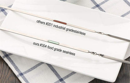 Kabob Skewers Flat Stainless Steel Reusable Grilling Skewers Set 24 Pcs-Toppalletfly
