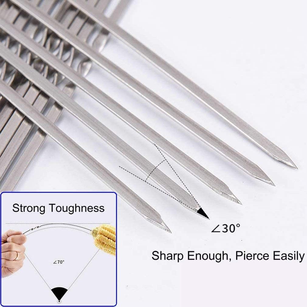 Kabob Skewers Flat Stainless Steel Reusable Grilling Skewers Set 24 Pcs-Toppalletfly