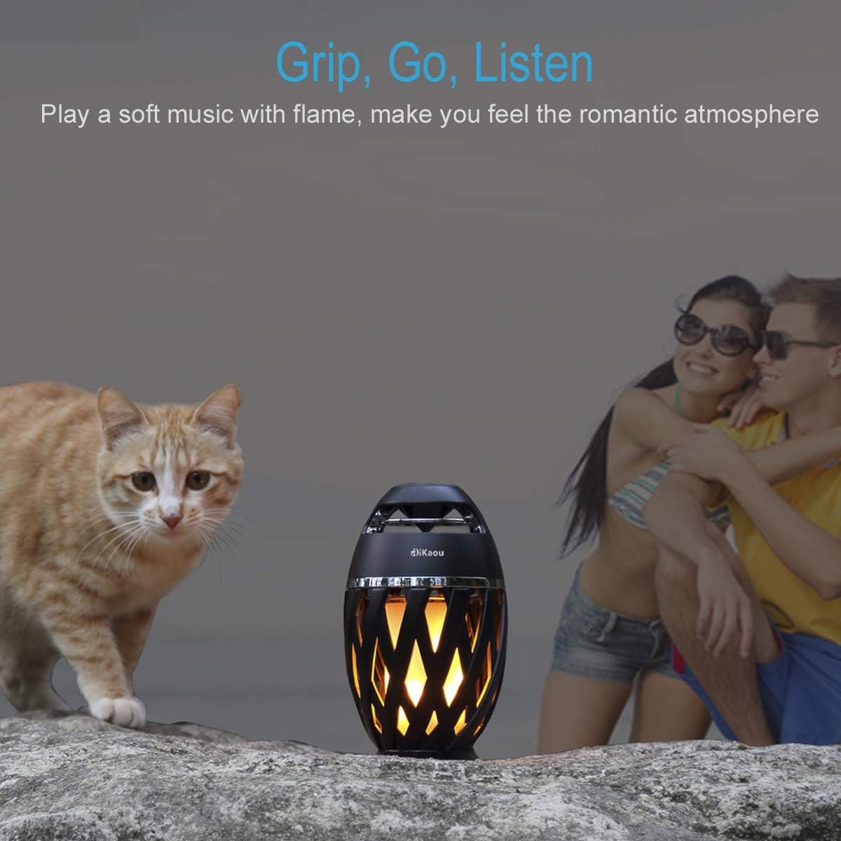 LED Flame Table Lamp with Bluetooth Speaker – Rechargeable Ambience Lantern for Patio & Home Decor, Perfect Gift for All Ages-Toppalletfly