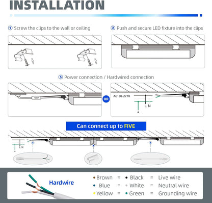 LED Shop Light, 6FT 60W 8000LM 5000K, Clear Cover Linkable LED Garage Lights, V-shape LED Light Fixture-Toppalletfly