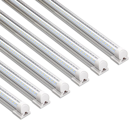 LED Shop Light, 6FT 60W 8000LM 5000K, Clear Cover Linkable LED Garage Lights, V-shape LED Light Fixture-Toppalletfly