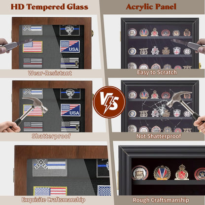 Lockable Wooden Military Challenge Coin Display Cabinet-Toppalletfly