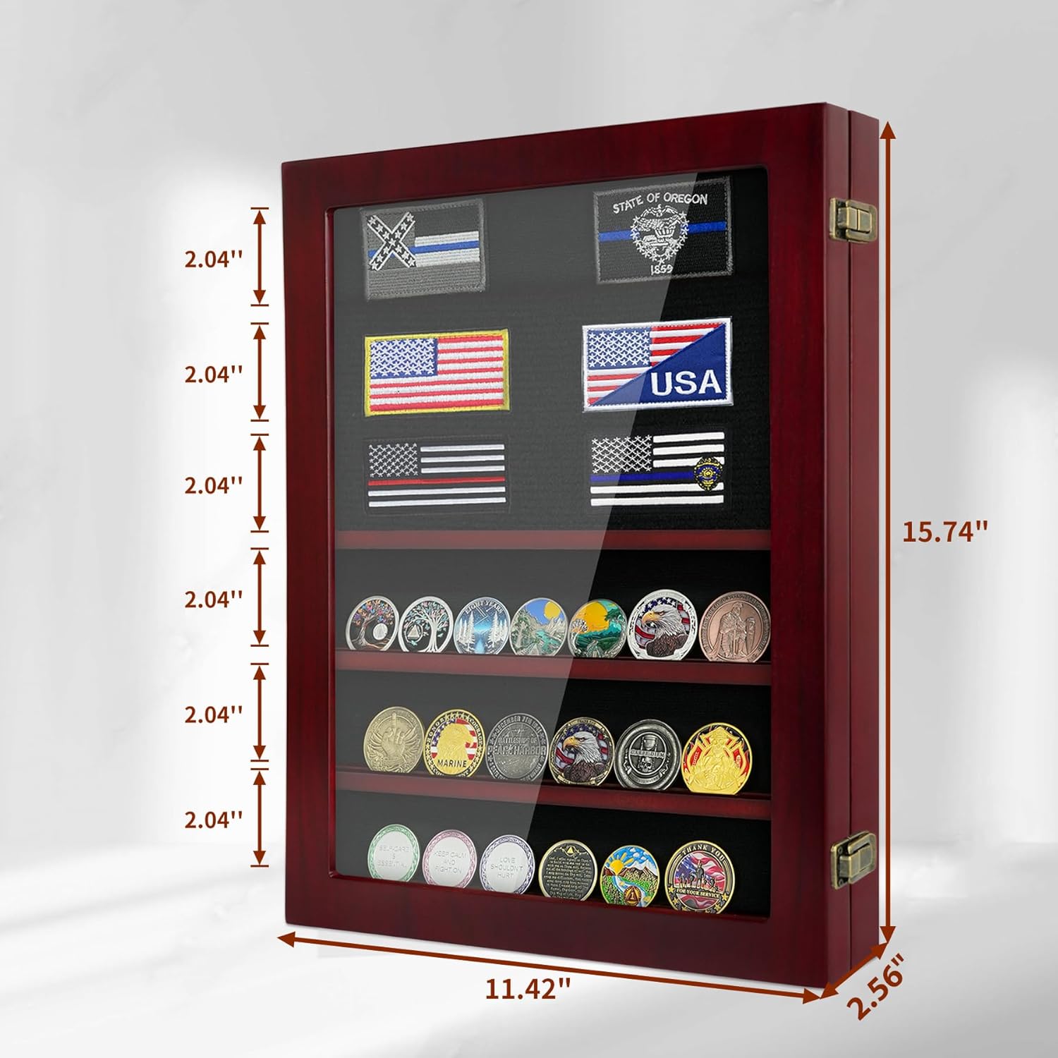 Lockable Wooden Military Challenge Coin Display Cabinet-Toppalletfly