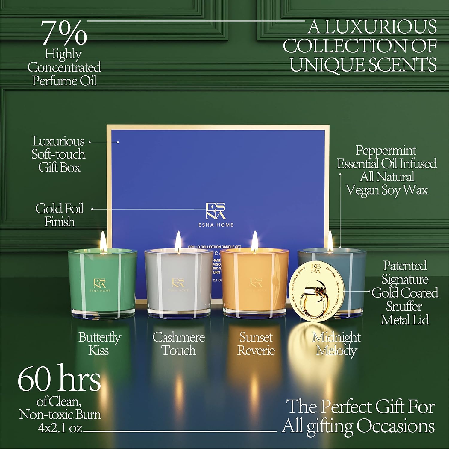 Luxury Scented Candle Set, Aromatherapy Gifts for Her, 4 All Natural Soy Candles-Toppalletfly