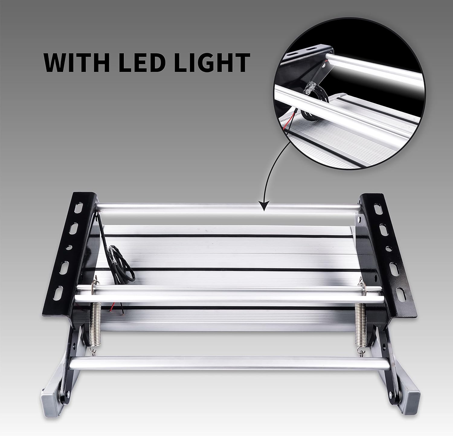 Manual Folding Aluminum Step Ladder with LED Light for RVs and Campers-Toppalletfly