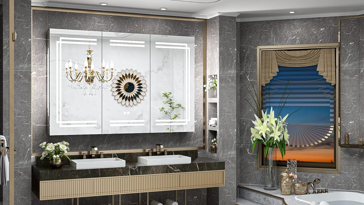 Medicine Cabinet Bathroom LED Vanity Mirror-Toppalletfly