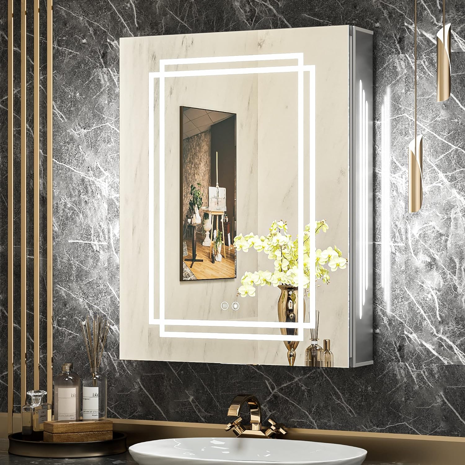 Medicine Cabinet Bathroom LED Vanity Mirror-Toppalletfly