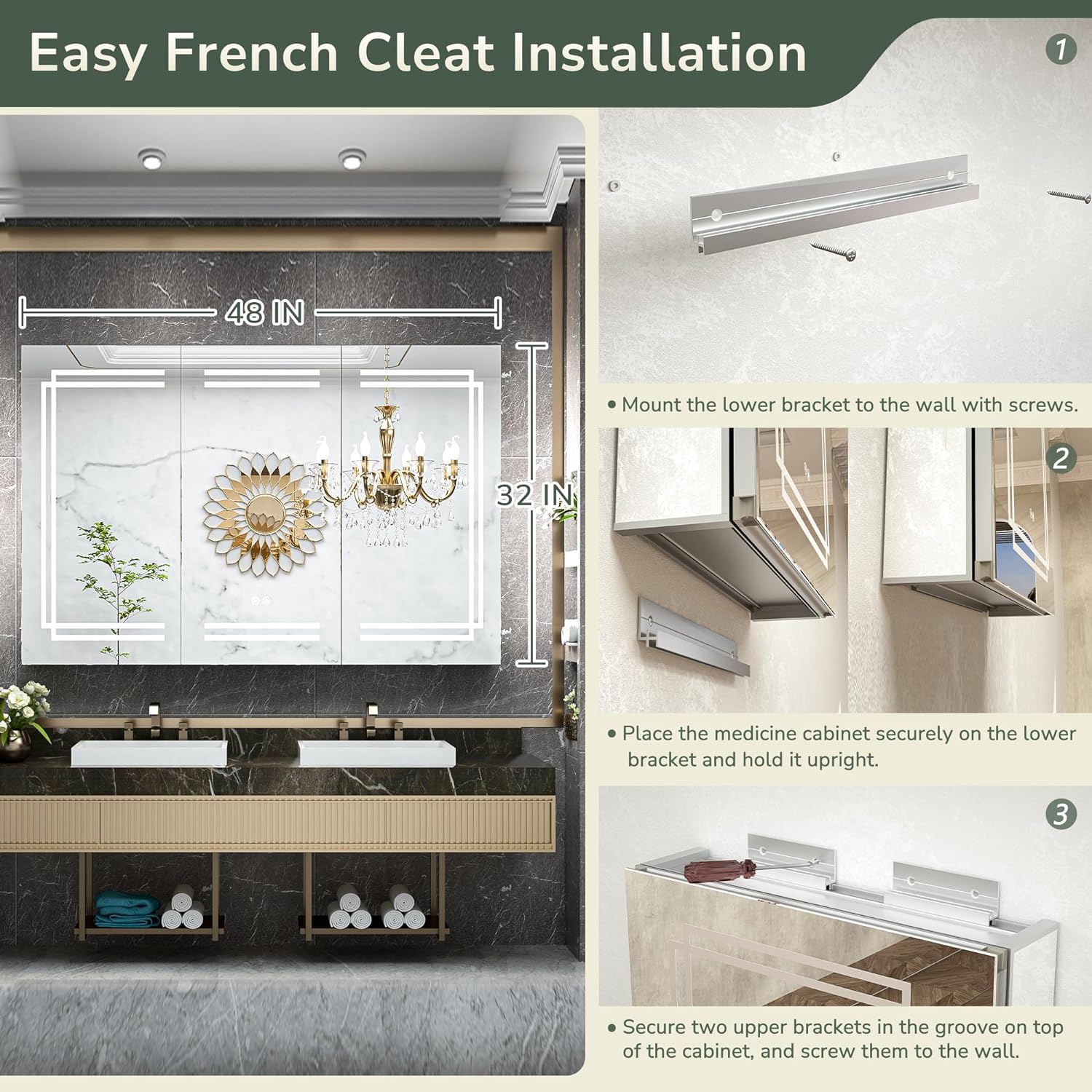 Medicine Cabinet Bathroom LED Vanity Mirror-Toppalletfly