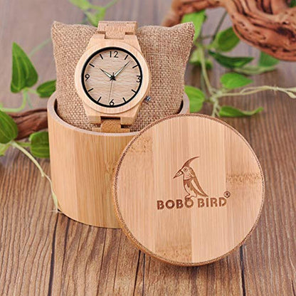 Men's Bamboo Wooden Watch Numeral Scale Large Face Quartz Watch Lightweight-Toppalletfly