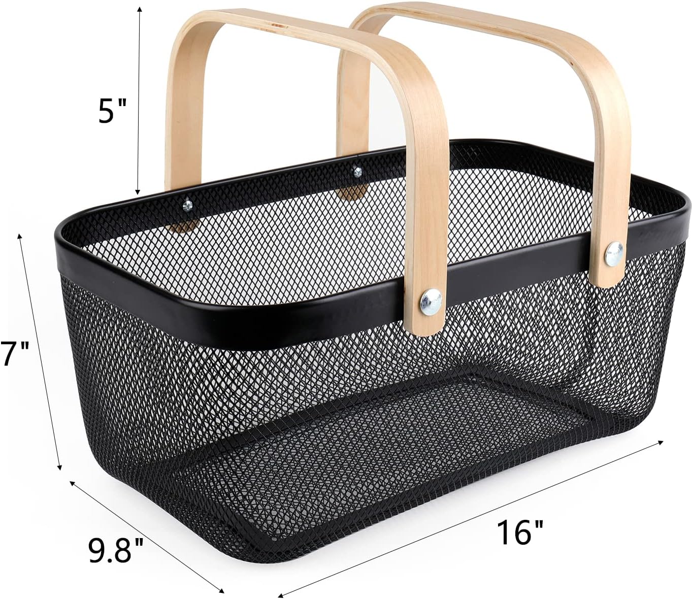 Mesh Harvest Basket with Handle, Multi-Functional Metal Wire Bin for Fruits, Vegetables, and Picnics-Toppalletfly
