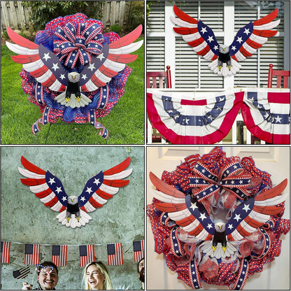 Metal Wall Art, Veterans Day Patriotic Hanging Sculpture, Large Handmade Centerpiece Independence Day 4th of July Decoration, 3 Pcs-Toppalletfly