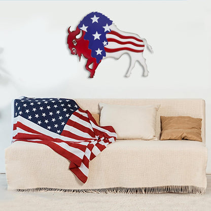 Metal Wall Art, Veterans Day Patriotic Hanging Sculpture, Large Handmade Centerpiece Independence Day 4th of July Decoration, 3 Pcs-Toppalletfly