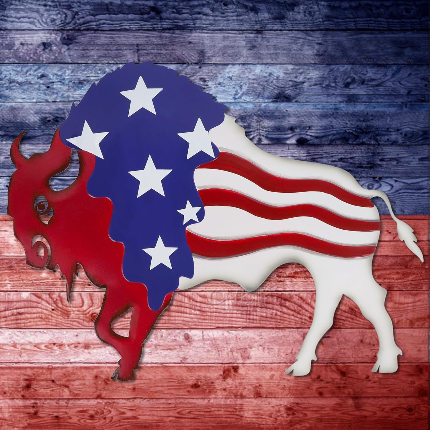 Metal Wall Art, Veterans Day Patriotic Hanging Sculpture, Large Handmade Centerpiece Independence Day 4th of July Decoration, 3 Pcs-Toppalletfly