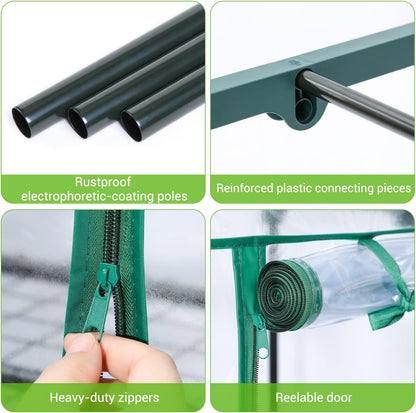 Mini Greenhouse for Outdoors & Indoors, 4 Tier Shelves, Portable Greenhouses with Heavy Duty Transparent PVC Cover for Winter Garden-Toppalletfly