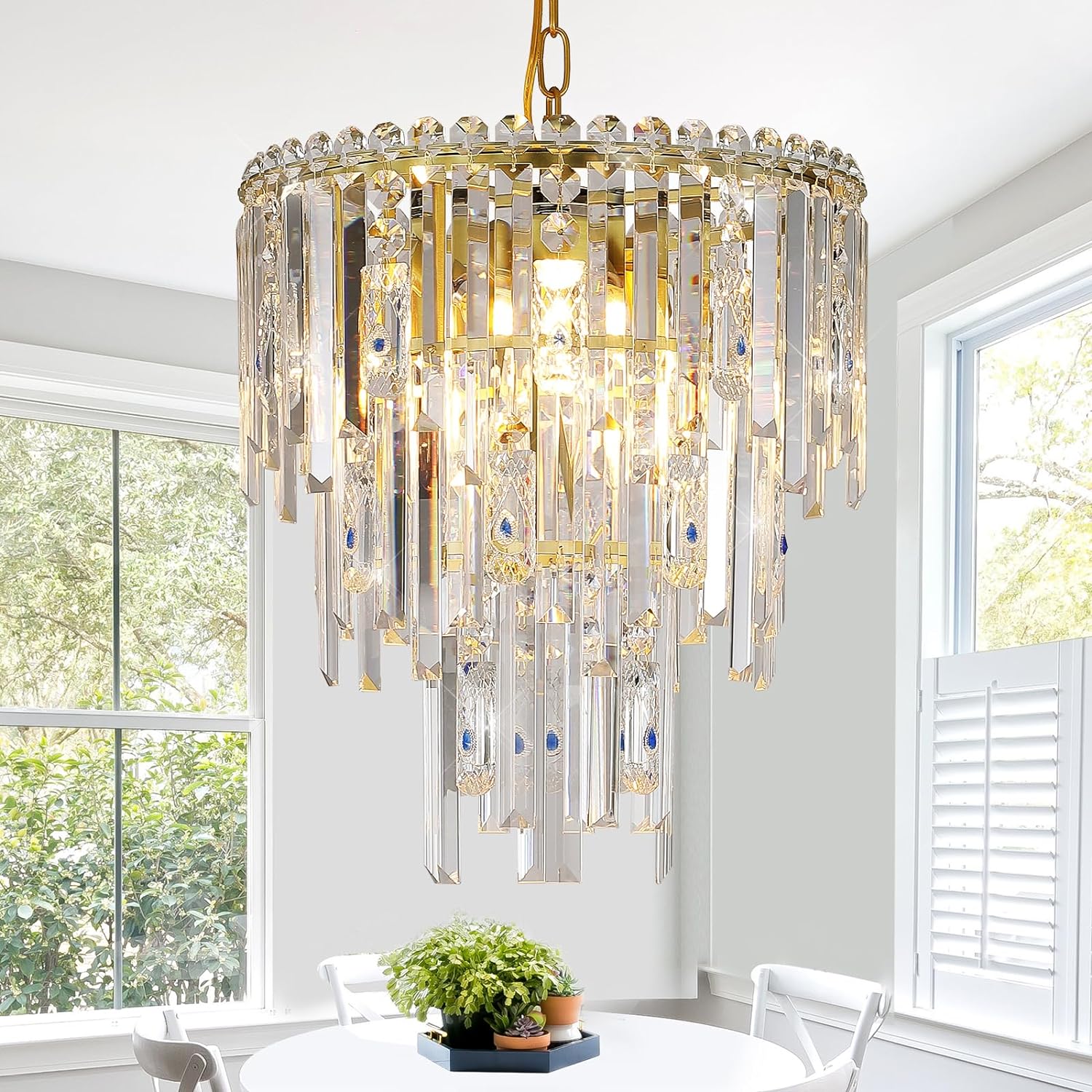 Modern Crystal Chandeliers Ceiling Pendant Light Fixture for Living Room Dining Room Foyer Kitchen Entryway-Toppalletfly