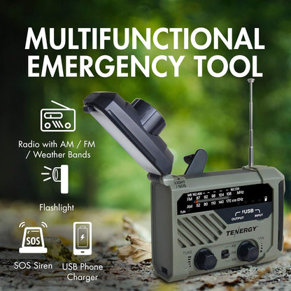 Multifunctional Hand Crank Weather Radio with LED Flashlight, SOS Alarm & Phone Charger – AM/FM/NOAA for Emergencies-Toppalletfly