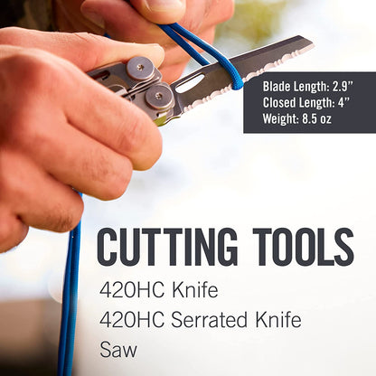 Multitool with Premium Replaceable Wire Cutters, Spring-Action Scissors and Nylon Sheath, Built in the USA, Stainless Steel-Toppalletfly