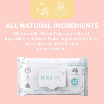 Natural Baby Wipes, Organic Made with Manuka Honey and Coconut Oil, Unscented-Toppalletfly
