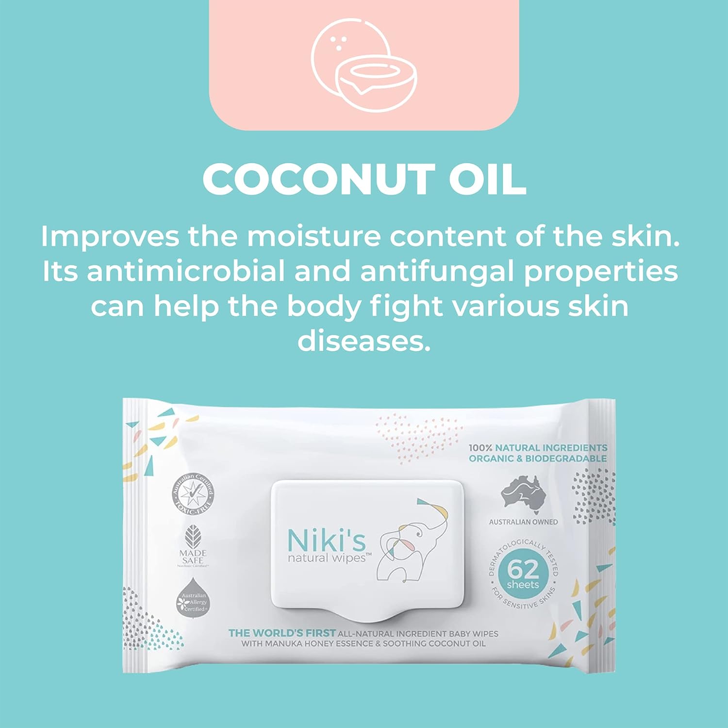 Natural Baby Wipes, Organic Made with Manuka Honey and Coconut Oil, Unscented-Toppalletfly
