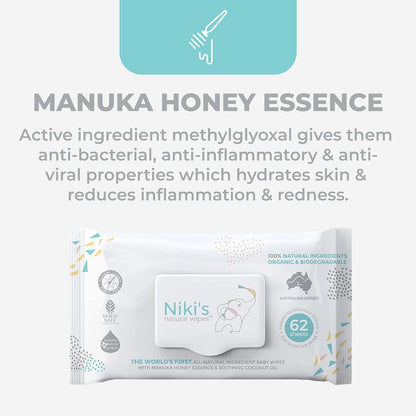 Natural Baby Wipes, Organic Made with Manuka Honey and Coconut Oil, Unscented-Toppalletfly