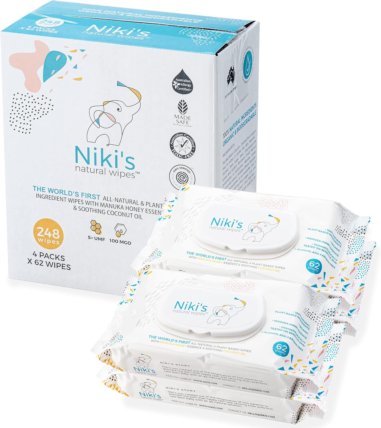 Natural Baby Wipes, Organic Made with Manuka Honey and Coconut Oil, Unscented-Toppalletfly