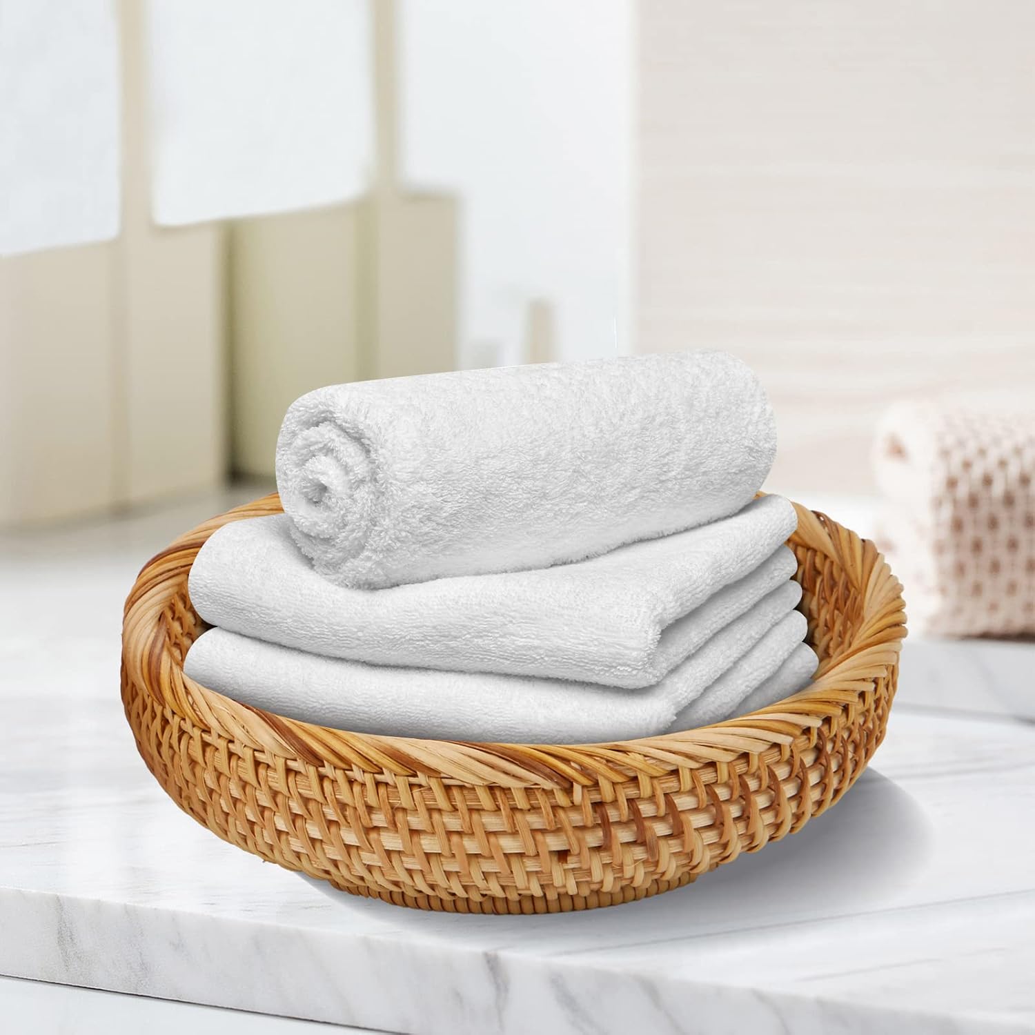 Natural Rattan Fruit Basket Bowls, Hand Woven Decor Serving Baskets-Toppalletfly