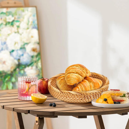 Natural Rattan Fruit Basket Bowls, Hand Woven Decor Serving Baskets-Toppalletfly