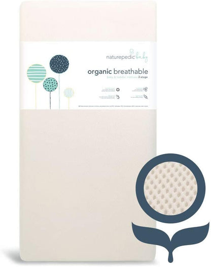 Organic Lightweight Crib Mattress, 2-Stage Natural Mattress for Baby and Toddler Bed, Non-Toxic, 52 x 28 Inches-Toppalletfly