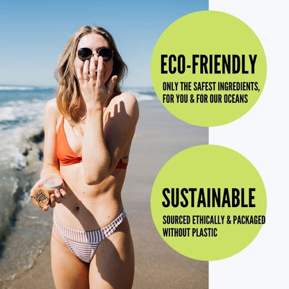 Original Reef Safe Sunscreen, Eco Friendly Water Resistant Organic Material Made in USA, Bamboo Container SPF 30, 2oz-Toppalletfly