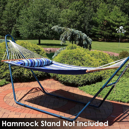 Outdoor Quilted Fabric Hammock - Two-Person with Spreader Bars - Heavy-Duty 450-Pound Capacity-Toppalletfly