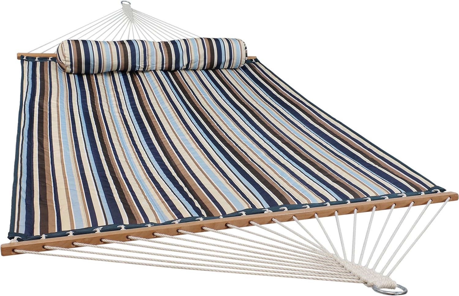 Outdoor Quilted Fabric Hammock - Two-Person with Spreader Bars - Heavy-Duty 450-Pound Capacity-Toppalletfly