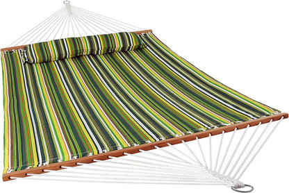 Outdoor Quilted Fabric Hammock - Two-Person with Spreader Bars - Heavy-Duty 450-Pound Capacity-Toppalletfly