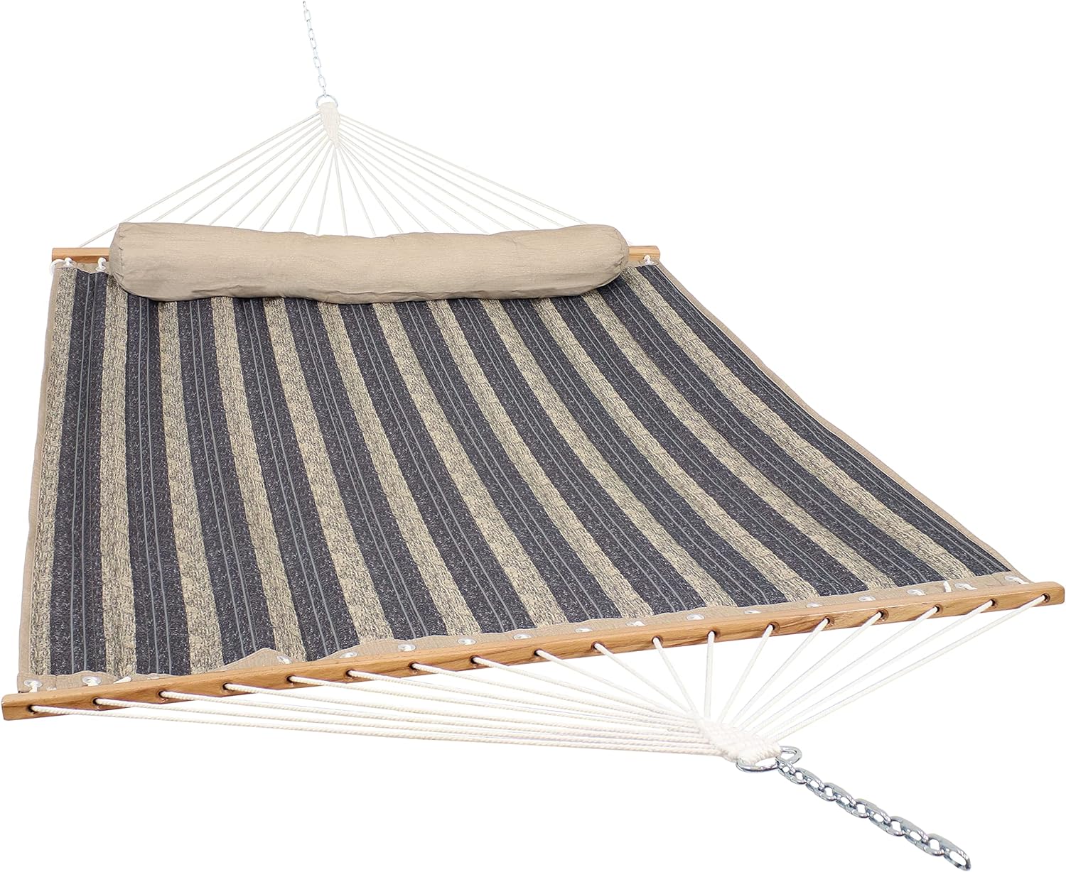 Outdoor Quilted Fabric Hammock - Two-Person with Spreader Bars - Heavy-Duty 450-Pound Capacity-Toppalletfly