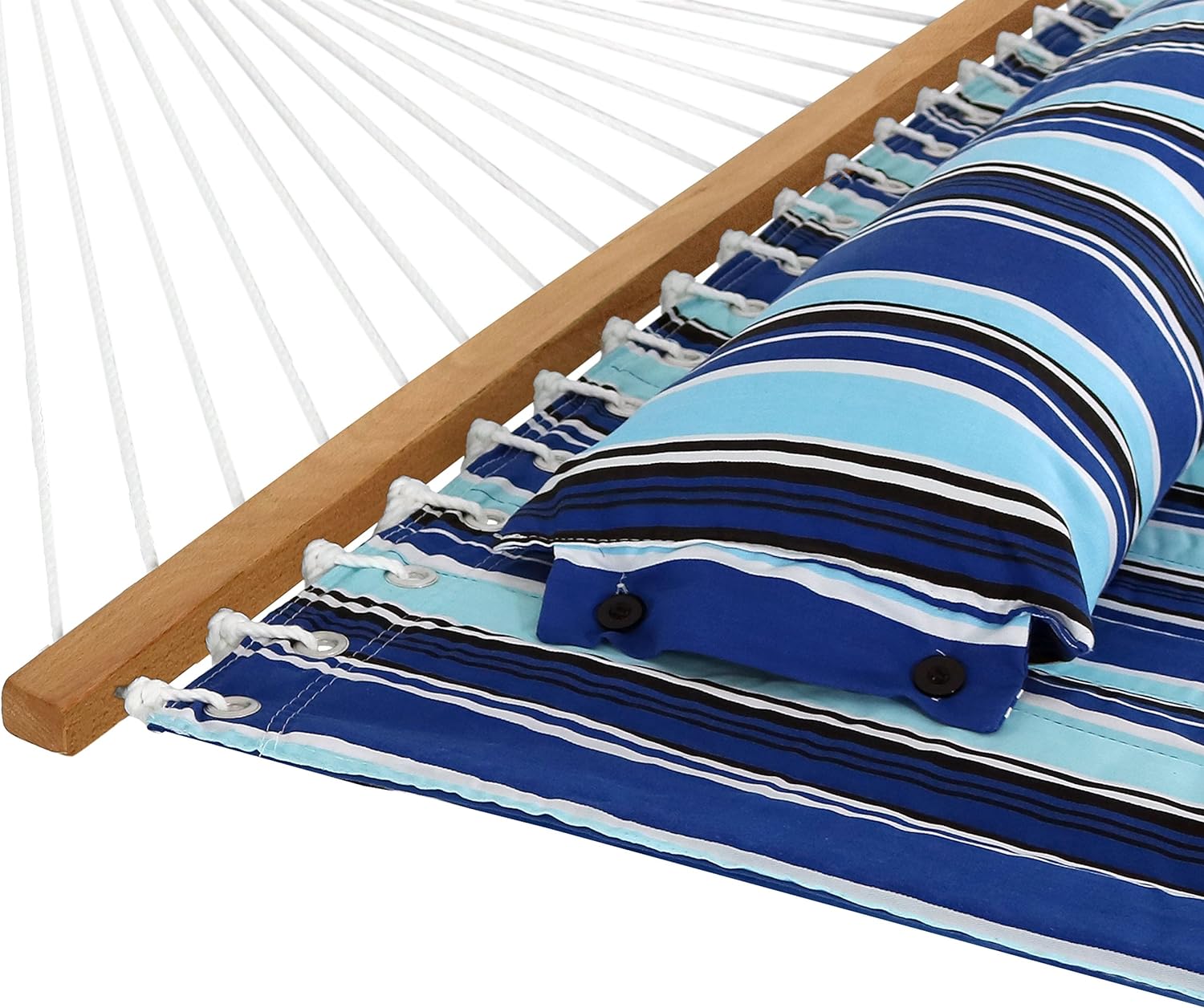 Outdoor Quilted Fabric Hammock - Two-Person with Spreader Bars - Heavy-Duty 450-Pound Capacity-Toppalletfly