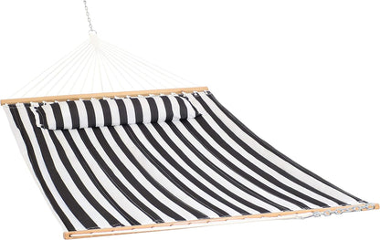 Outdoor Quilted Fabric Hammock - Two-Person with Spreader Bars - Heavy-Duty 450-Pound Capacity-Toppalletfly