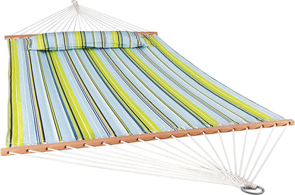 Outdoor Quilted Fabric Hammock - Two-Person with Spreader Bars - Heavy-Duty 450-Pound Capacity-Toppalletfly