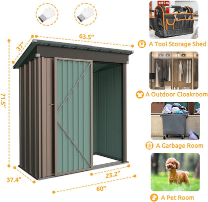 Outdoor Storage Shed, Galvanized Steel with Lockable Door-Toppalletfly