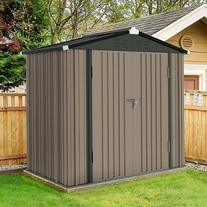 Outdoor Storage Shed, Galvanized Steel with Lockable Door-Toppalletfly