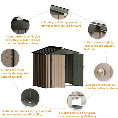 Outdoor Storage Shed, Galvanized Steel with Lockable Door-Toppalletfly