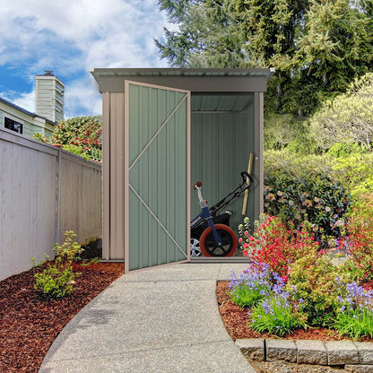 Outdoor Storage Shed, Galvanized Steel with Lockable Door-Toppalletfly