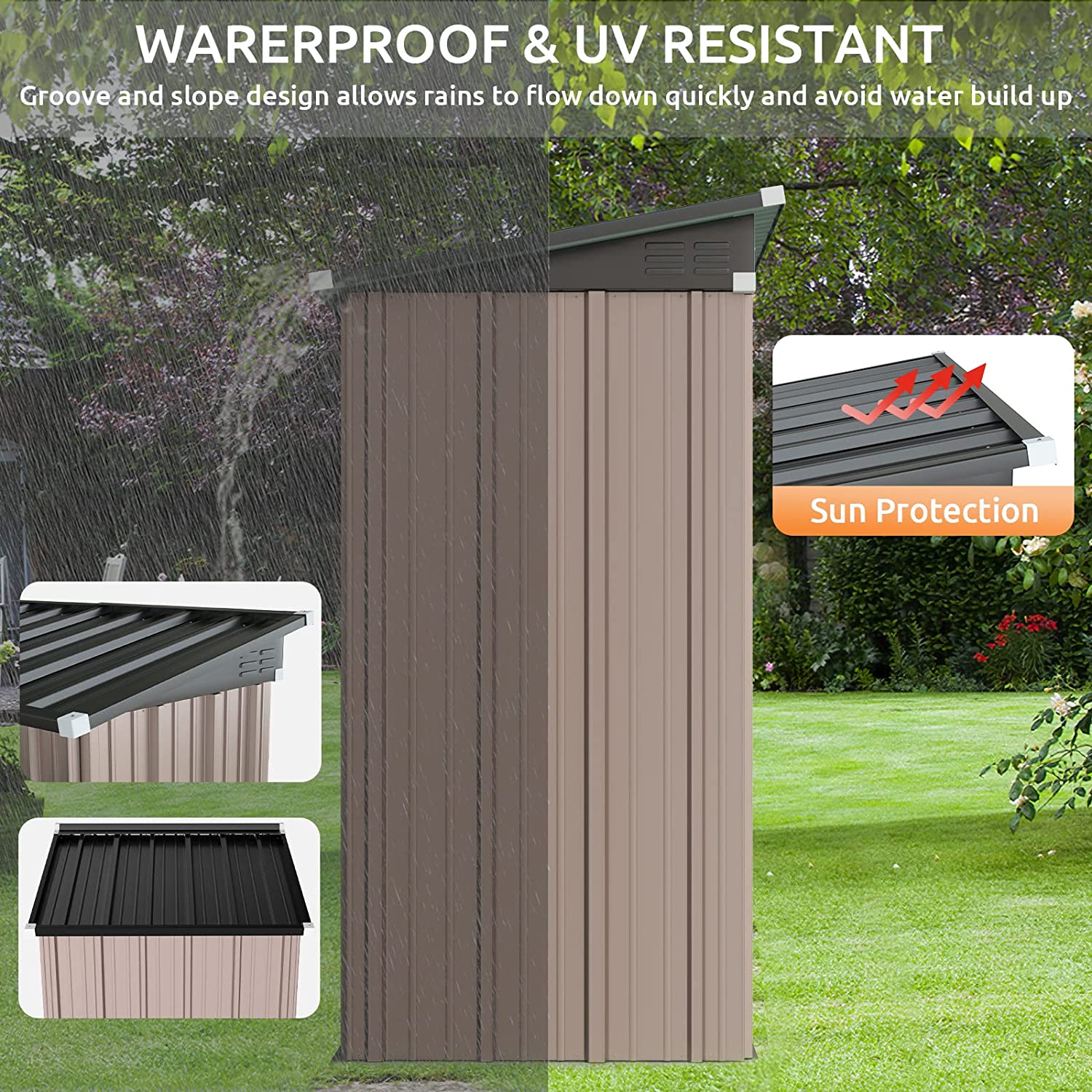 Outdoor Storage Shed, Galvanized Steel with Lockable Door-Toppalletfly