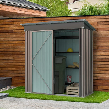 Outdoor Storage Shed, Galvanized Steel with Lockable Door-Toppalletfly
