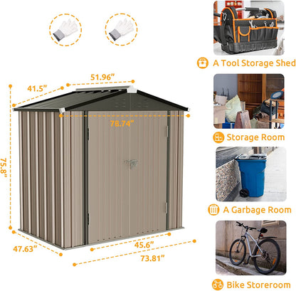 Outdoor Storage Shed, Galvanized Steel with Lockable Door-Toppalletfly