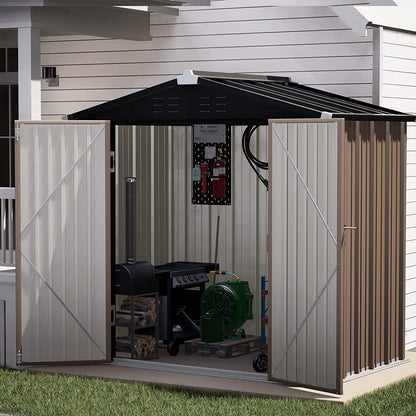 Outdoor Storage Shed, Galvanized Steel with Lockable Door-Toppalletfly