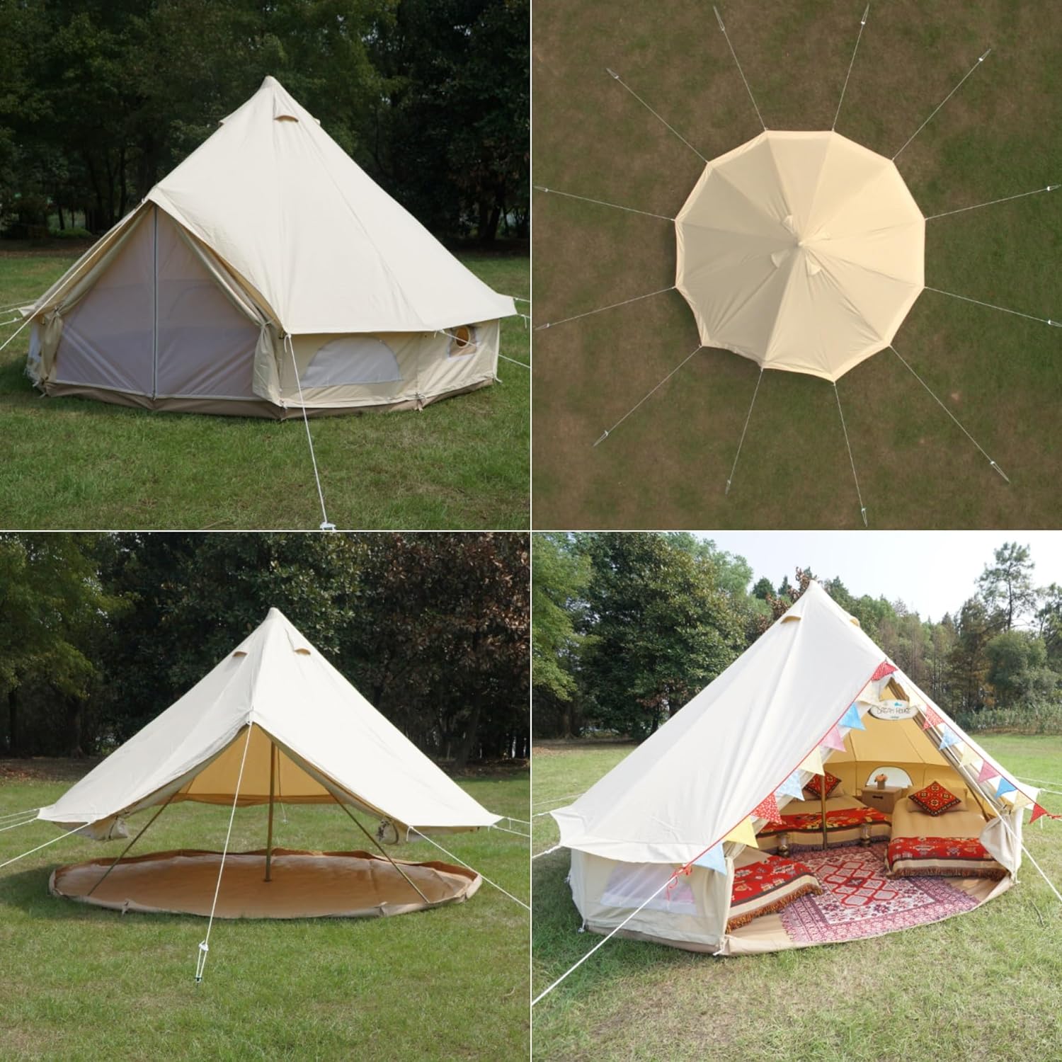 Outdoor Waterproof Cotton Canvas Family Camping Bell Tent-Toppalletfly