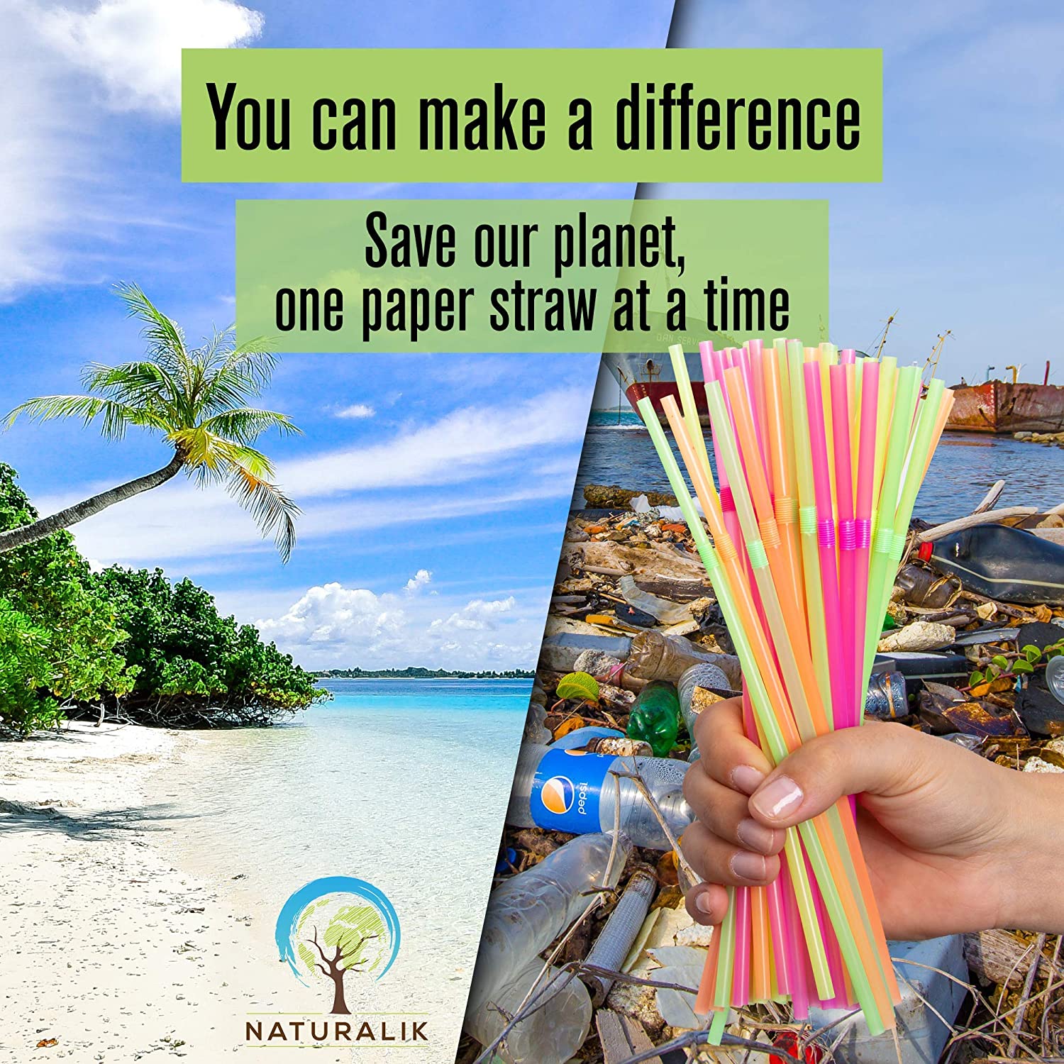 Paper Straws Biodegradable- Premium Eco-Friendly Paper Straws Bulk- Drinking Straws for Juices, Restaurants and Party supplies, 7.7" 300 Count, 2 Boxes-Toppalletfly