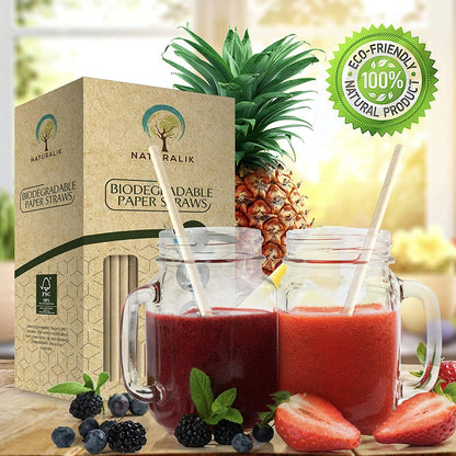 Paper Straws Biodegradable- Premium Eco-Friendly Paper Straws Bulk- Drinking Straws for Juices, Restaurants and Party supplies, 7.7" 300 Count, 2 Boxes-Toppalletfly