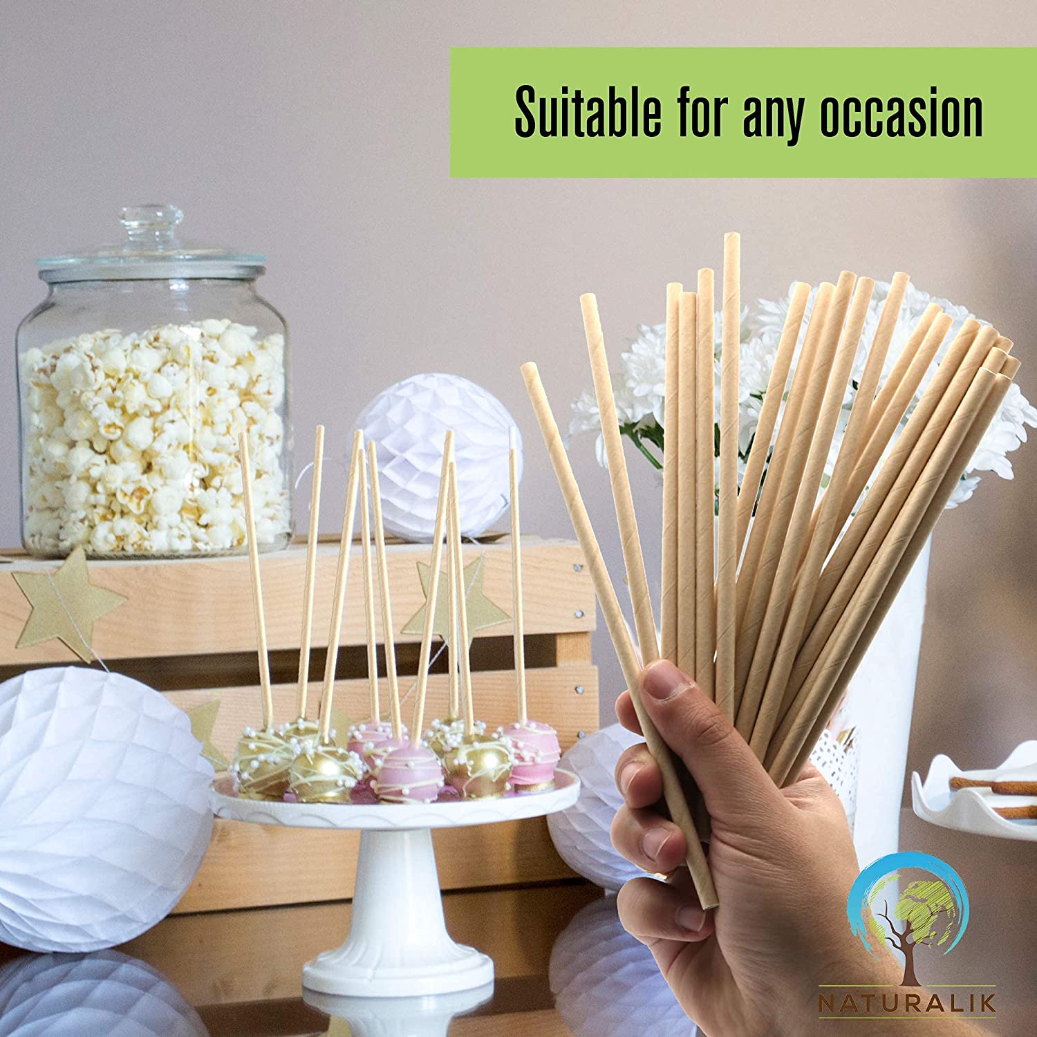 Paper Straws Biodegradable- Premium Eco-Friendly Paper Straws Bulk- Drinking Straws for Juices, Restaurants and Party supplies, 7.7" 300 Count, 2 Boxes-Toppalletfly