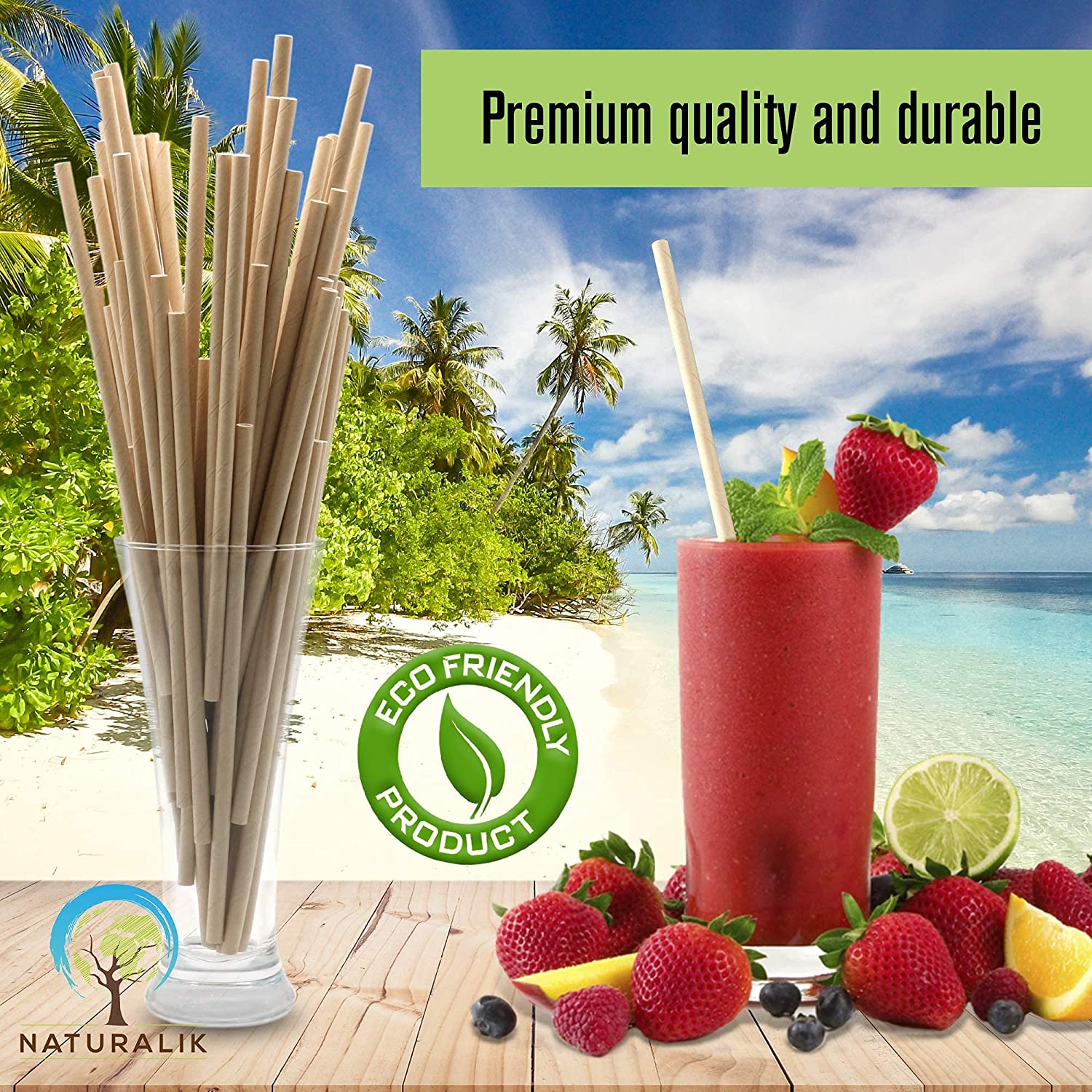 Paper Straws Biodegradable- Premium Eco-Friendly Paper Straws Bulk- Drinking Straws for Juices, Restaurants and Party supplies, 7.7" 300 Count, 2 Boxes-Toppalletfly
